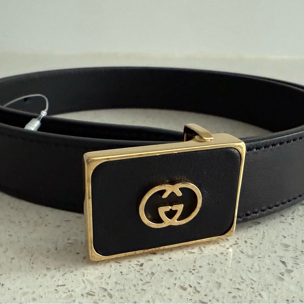 Gucci GG Black Leather Belt 80cm/ 31.5” x 1” - Picture 1 of 4